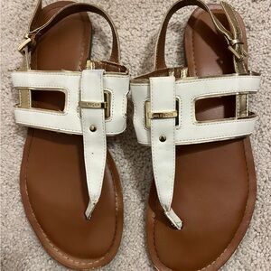 Tommy Hilfiger Women's White and Gold Sandals